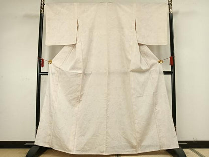 平和屋着物▽本塩沢 単衣 110亀甲 草花文 正絹 逸品 AAAZ9512fy