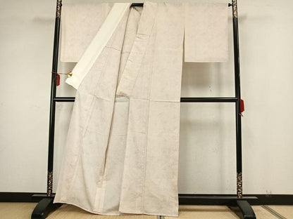 平和屋着物▽本塩沢 単衣 110亀甲 草花文 正絹 逸品 AAAZ9512fy