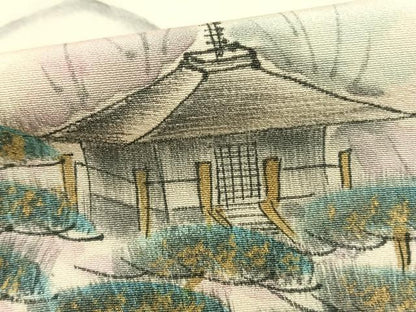 平和屋着物▽訪問着 単衣 作家物 手描き 風景文 金彩 正絹 逸品 AAAZ9517fy