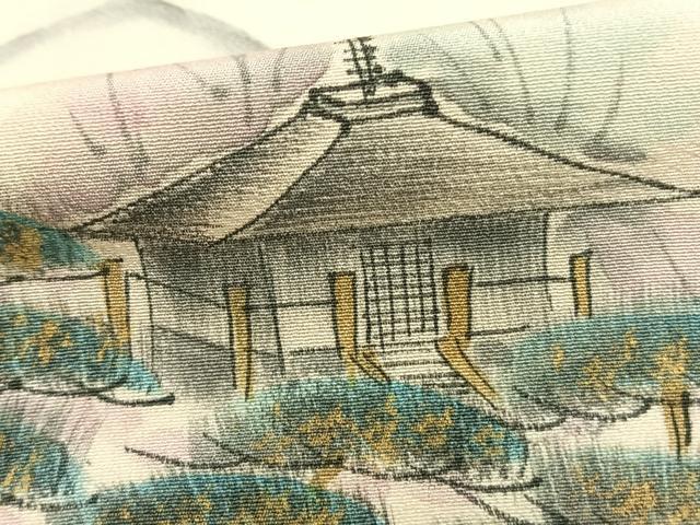 平和屋着物▽訪問着 単衣 作家物 手描き 風景文 金彩 正絹 逸品 AAAZ9517fy