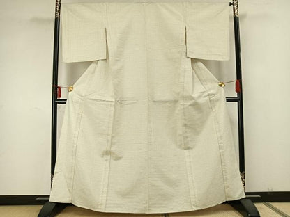平和屋着物▽上質な紬　単衣　蚊絣　正絹　逸品　AAAZ9520fy
