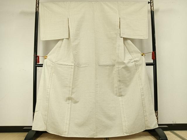 平和屋着物▽上質な紬　単衣　蚊絣　正絹　逸品　AAAZ9520fy
