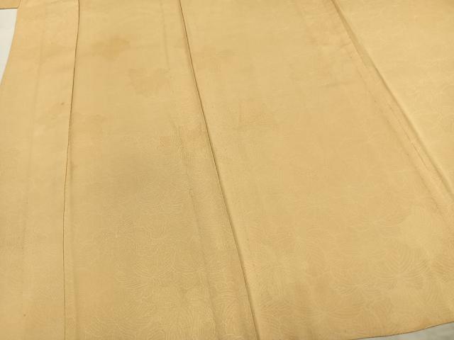 平和屋着物▽上質な色無地　単衣　葉づくし　蜂蜜色　正絹　逸品　AAAZ9521fy