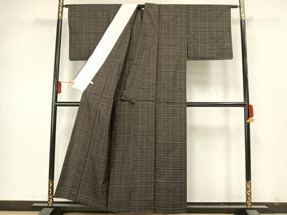平和屋着物▽本場大島紬 単衣 横段文 正絹 逸品 未使用 AAAZ9522fy