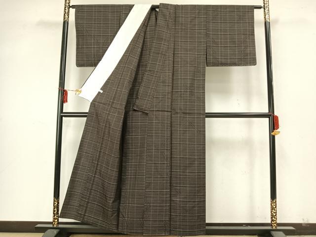 平和屋着物▽本場大島紬 単衣 横段文 正絹 逸品 未使用 AAAZ9522fy