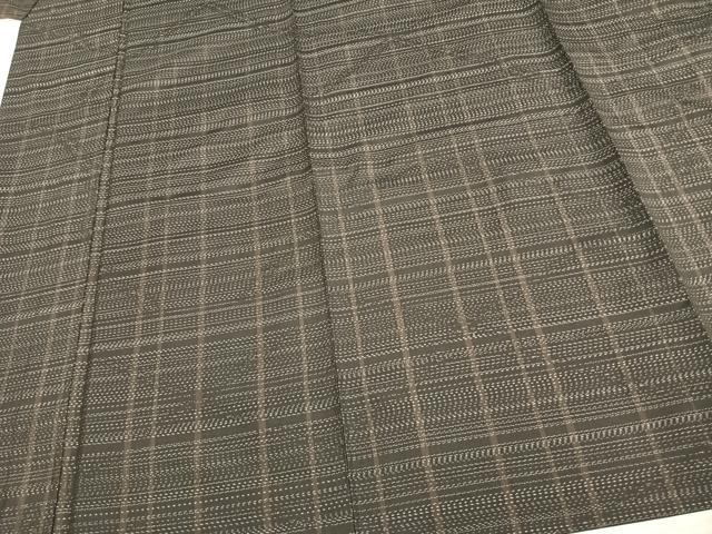平和屋着物▽本場大島紬 単衣 横段文 正絹 逸品 未使用 AAAZ9522fy
