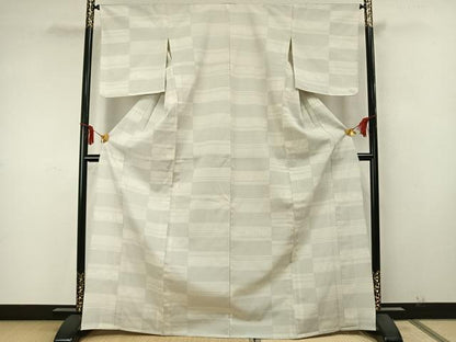 平和屋着物▽本塩沢 単衣 110亀甲 横段文 正絹 逸品 AAAZ9527fy