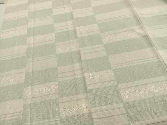 平和屋着物▽本塩沢 単衣 110亀甲 横段文 正絹 逸品 AAAZ9527fy