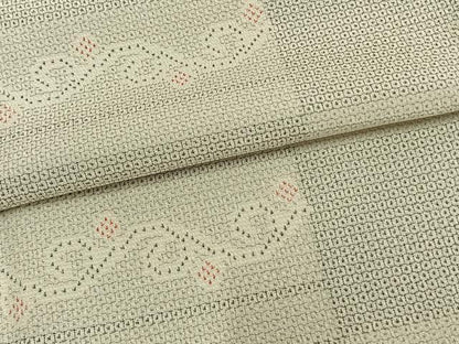 平和屋着物▽本塩沢 単衣 110亀甲 横段文 正絹 逸品 AAAZ9527fy
