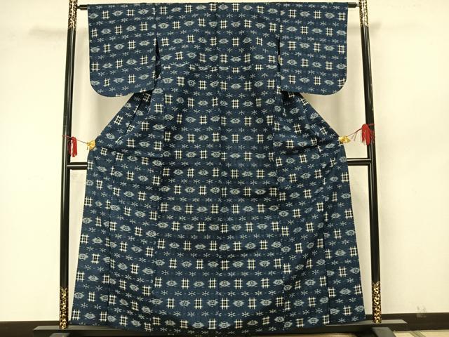 平和屋着物▽上質な紬 単衣 絣柄 正絹 逸品 AAAZ9529fy