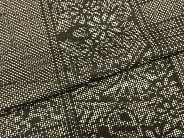 平和屋着物▽本場大島紬 単衣 7マルキ 色紙風景花文 正絹 逸品 AAAZ9530fy