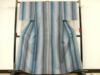平和屋着物▽上質な紬 単衣 間道 正絹 逸品 AAAZ9531fy