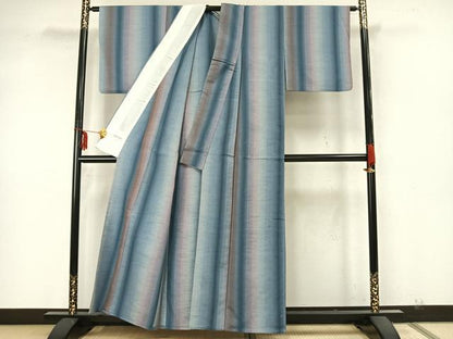 平和屋着物▽上質な紬 単衣 間道 正絹 逸品 AAAZ9531fy
