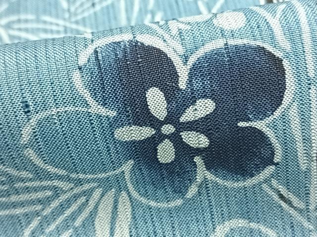平和屋着物▽上質な紬 単衣 型染め 松竹梅 正絹 逸品 AAAZ9532fy
