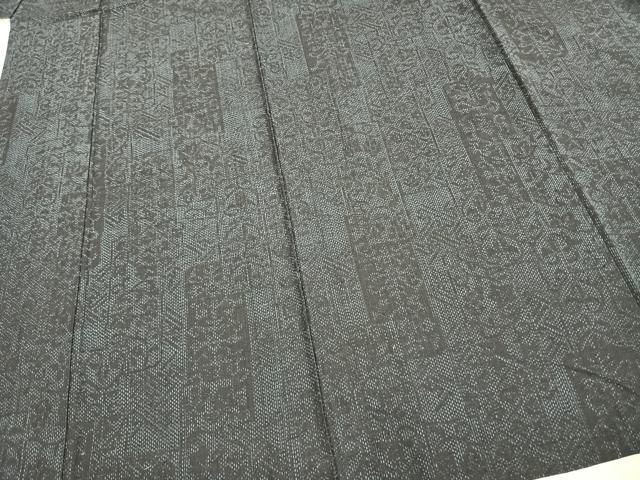 平和屋着物▽上質な紬 単衣 色紙草花文 正絹 逸品 AAAZ9533fy