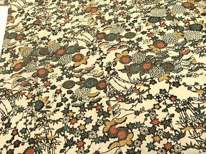 平和屋着物▽上質な小紋 単衣 型染め 草花文 綿 逸品 AAAZ9538fy