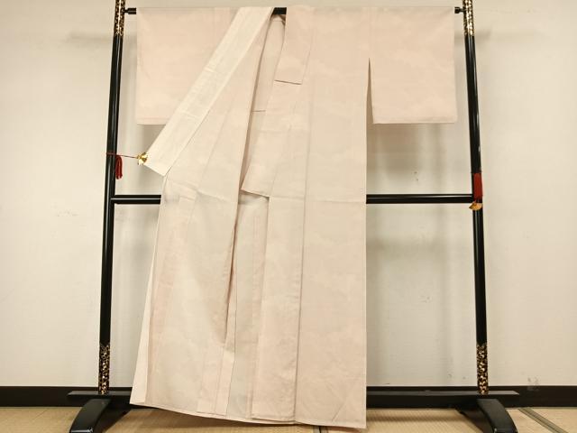 平和屋着物▽本塩沢 単衣 110亀甲 雲取り文 正絹 逸品 AAAZ9539fy