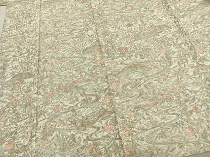 平和屋着物▽上質な紬 単衣 風景草花文 正絹 逸品 AAAZ9540fy