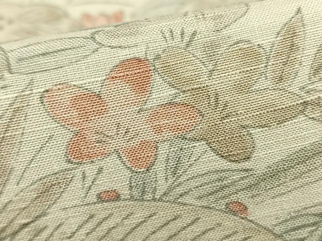 平和屋着物▽上質な紬 単衣 風景草花文 正絹 逸品 AAAZ9540fy