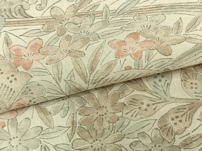 平和屋着物▽上質な紬 単衣 風景草花文 正絹 逸品 AAAZ9540fy