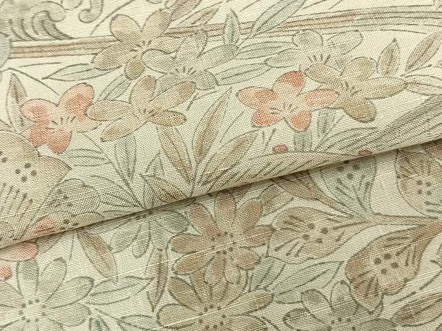 平和屋着物▽上質な紬 単衣 風景草花文 正絹 逸品 AAAZ9540fy