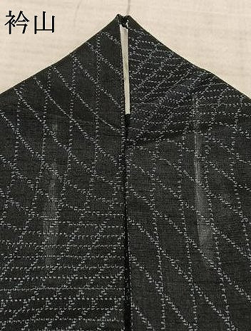 平和屋着物▽上質な紬　単衣　網目文　正絹　逸品　AAAZ9547fy