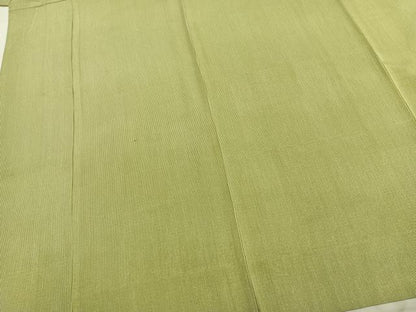 平和屋着物▽江戸小紋 単衣 万筋 緑×生成り色 正絹 逸品 AAAZ9550fy
