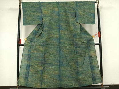 平和屋着物▽上質な紬 単衣 草花文 正絹 逸品 未使用 AAAZ9551fy