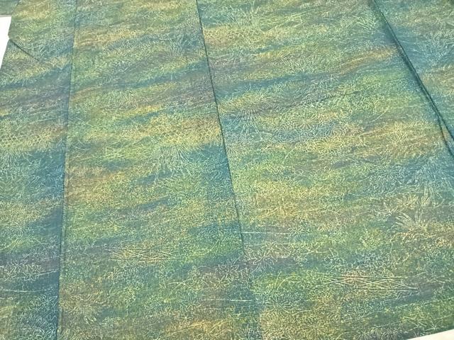 平和屋着物▽上質な紬 単衣 草花文 正絹 逸品 未使用 AAAZ9551fy