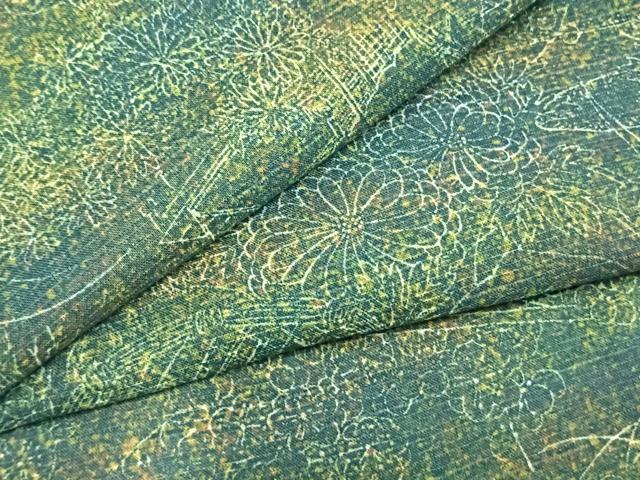 平和屋着物▽上質な紬 単衣 草花文 正絹 逸品 未使用 AAAZ9551fy