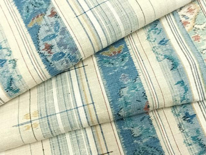 平和屋着物▽上質な紬 単衣 草花間道 正絹 逸品 AAAZ9552fy