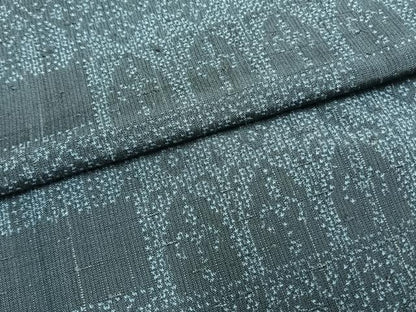 平和屋着物▽藍染生紬 単衣 結城結び織 横段文 反端付き 正絹 逸品 AAAZ9554fy