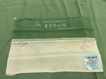 平和屋着物▽伝統工芸士　砂川健一　江戸小紋　単衣　浜ちりめん　行儀　反端付き　正絹　逸品　AAAZ9555fy