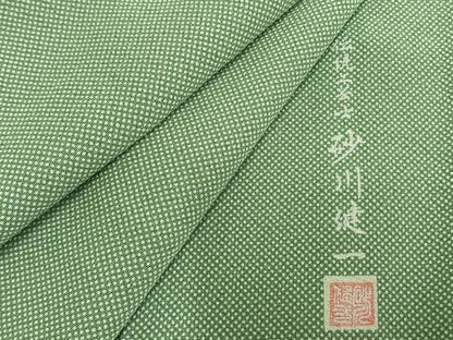 平和屋着物▽伝統工芸士　砂川健一　江戸小紋　単衣　浜ちりめん　行儀　反端付き　正絹　逸品　AAAZ9555fy