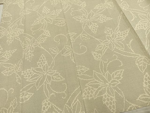 平和屋着物▽本塩沢 単衣 90亀甲 唐草花文 正絹 逸品 AAAZ9556fy