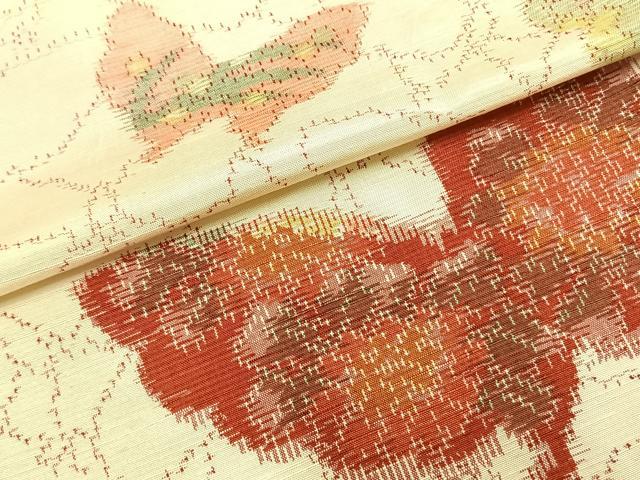 平和屋着物▽上質な紬 単衣 舞蝶文 正絹 逸品 AAAZ9558fy