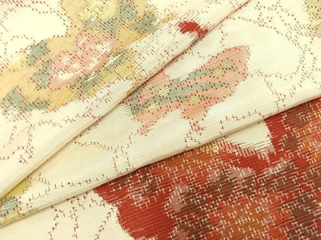 平和屋着物▽上質な紬 単衣 舞蝶文 正絹 逸品 AAAZ9558fy