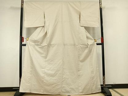 平和屋着物▽上質な小紋 単衣 縞 綿 逸品 未使用 AAAZ9559fy