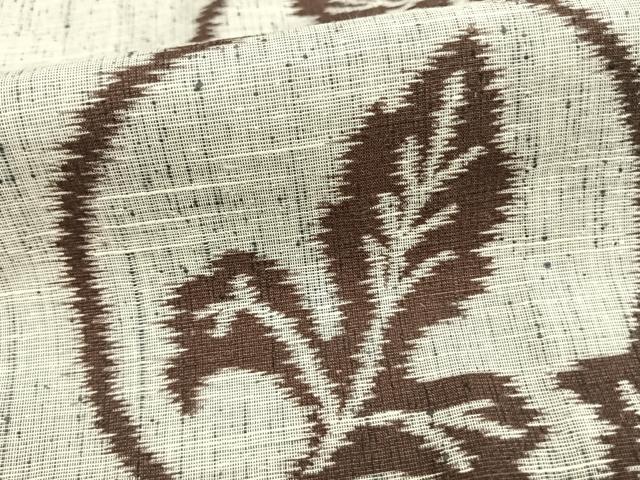 平和屋着物▽上質な紬 単衣 唐草文 正絹 逸品 AAAZ9561fy