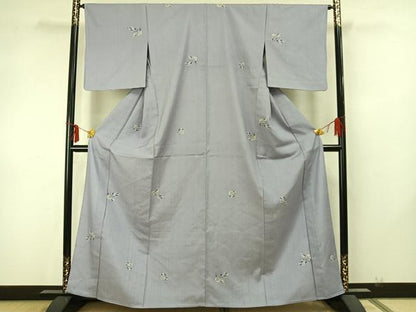 平和屋着物▽上質な紬 単衣 絞り 草花文 正絹 逸品 AAAZ9562fy