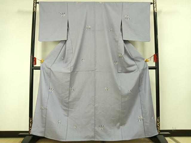 平和屋着物▽上質な紬 単衣 絞り 草花文 正絹 逸品 AAAZ9562fy