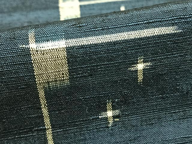 平和屋着物▽上質な紬 単衣 幾何学文様 正絹 逸品 未使用 AAAZ9563fy