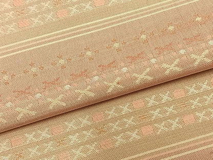 平和屋着物▽上質な紬　単衣　横段文　正絹　逸品　AAAZ9565fy