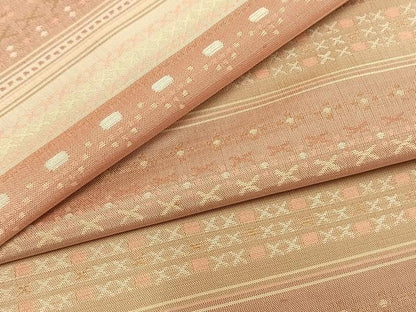 平和屋着物▽上質な紬　単衣　横段文　正絹　逸品　AAAZ9565fy