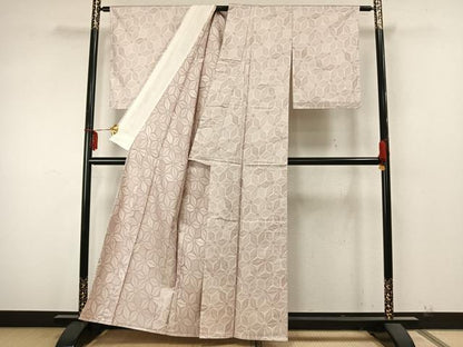 平和屋着物▽お召　単衣　花づくし　正絹　逸品　AAAZ9566fy