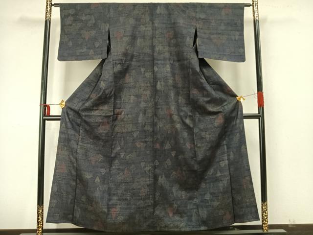 平和屋着物▽生紬 単衣 風景樹林文 正絹 逸品 AAAZ9568fy