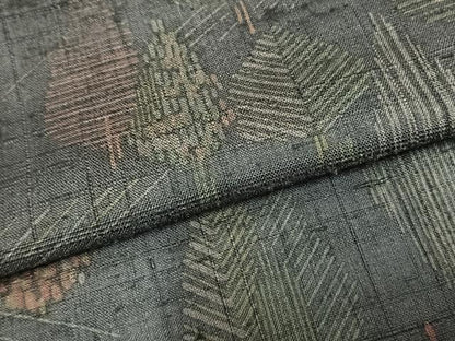 平和屋着物▽生紬 単衣 風景樹林文 正絹 逸品 AAAZ9568fy