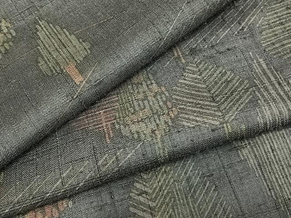 平和屋着物▽生紬 単衣 風景樹林文 正絹 逸品 AAAZ9568fy