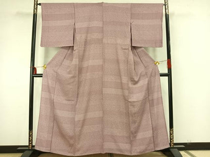 平和屋着物▽江戸小紋 単衣 横段草花文 正絹 逸品 AAAZ9573fy