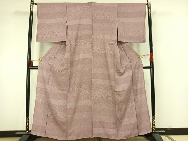 平和屋着物▽江戸小紋 単衣 横段草花文 正絹 逸品 AAAZ9573fy